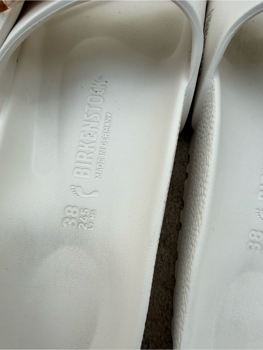 Birkenstock White Madrid EVA Slide Sandals with Tan-Gold Big Buckles - Picture 6 of 10